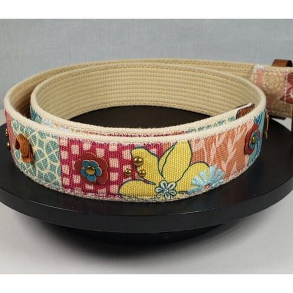 Fossil Leather Belt Woman\'s Boho Festival Patchwork Size Med main image 11
